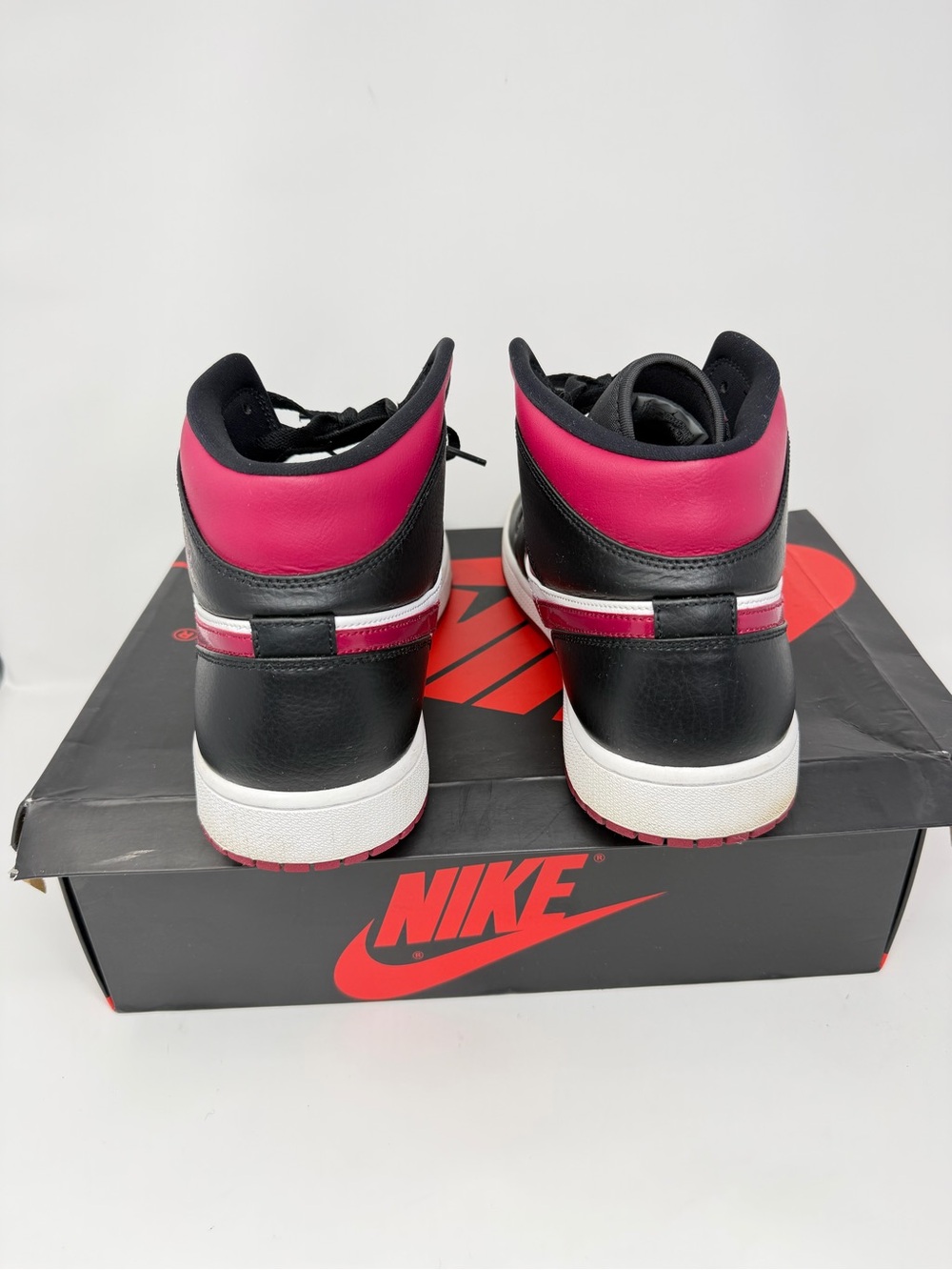 Nike Air Jordan 1 Mid Black White Dark Red Sneakers - Picture 4 of 6